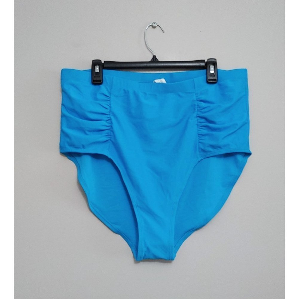 Forever 21+ Blue  High Waisted Bikini Bottoms US Size 3X Nylon Blend NEW